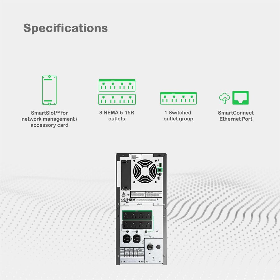 APC SMT2200C Smart-UPS, Line Interactive, 2200VA, Tower, 120V, 8x NEMA 5-15R+2x
