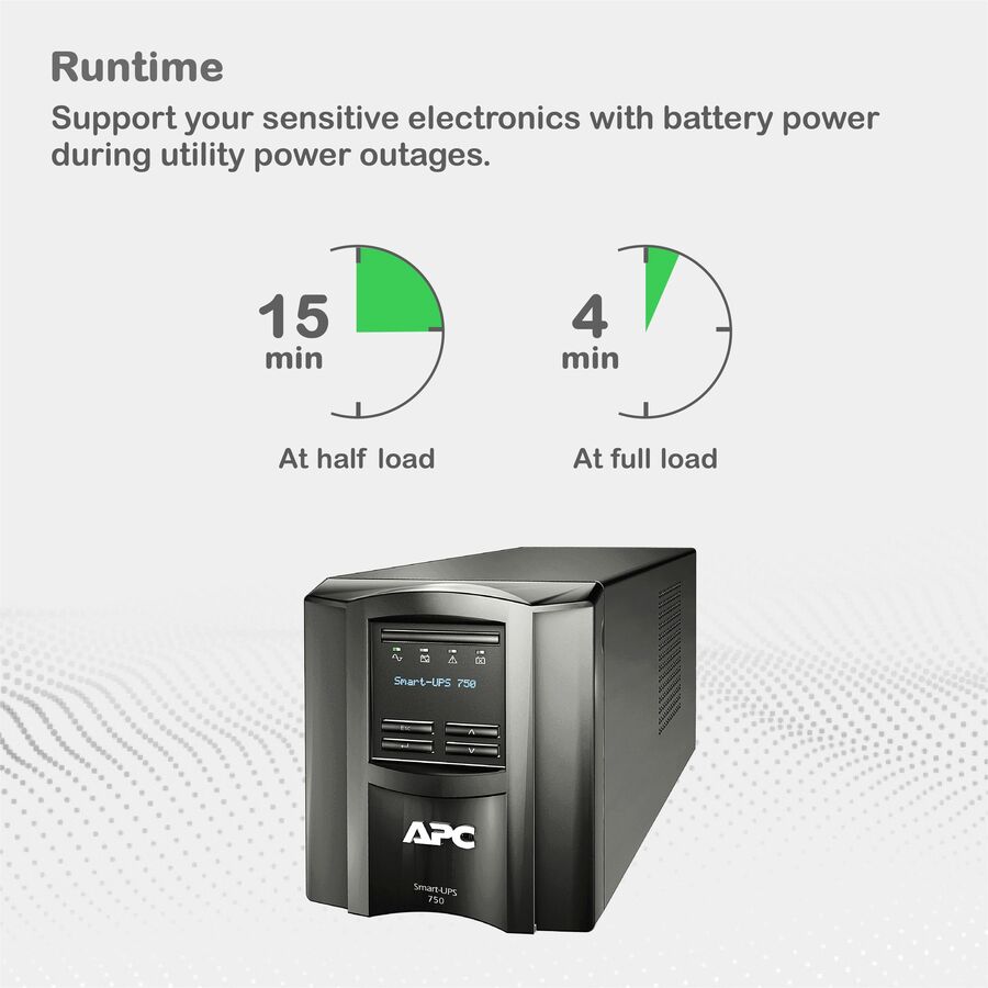 APC SMT750C Smart-UPS, Line Interactive, 750VA, Tower, 120V, 6x NEMA 5-15R outle