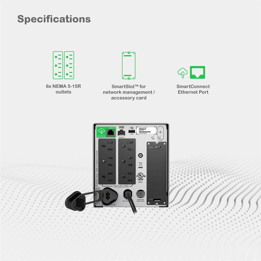 APC SMT750C Smart-UPS, Line Interactive, 750VA, Tower, 120V, 6x NEMA 5-15R outle