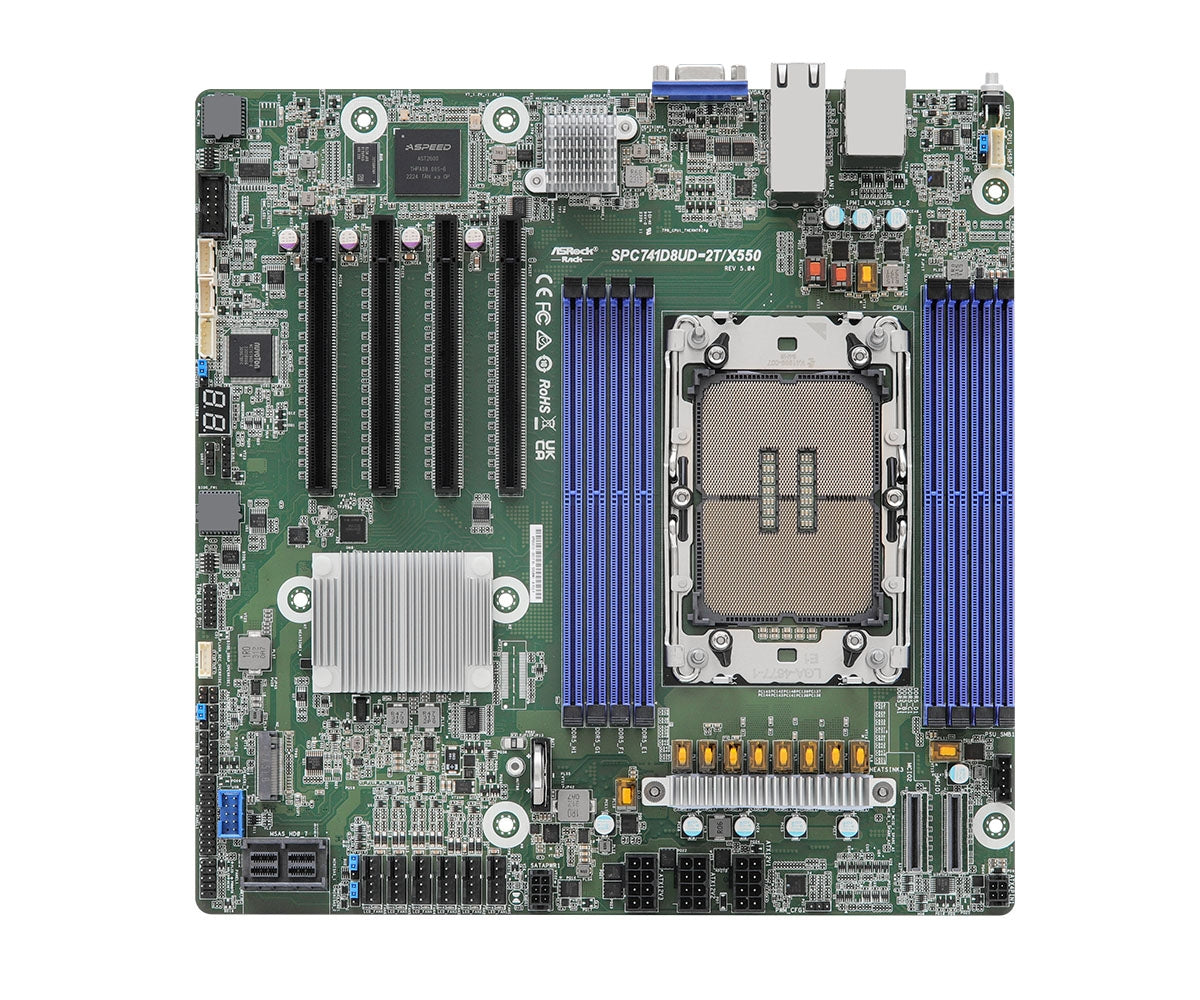 ASRock SPC741D8UD-2T/X550 Server Motherboard - C741 Xeon S4677 Max256G DDR5