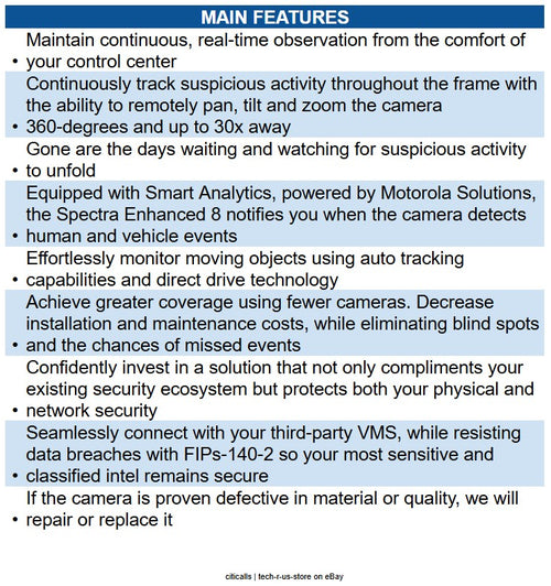 Pelco SPDE8-2X30-PD0 Spectra Enhanced 8 Series 2MP PTZ IP Pendant Dome Camera