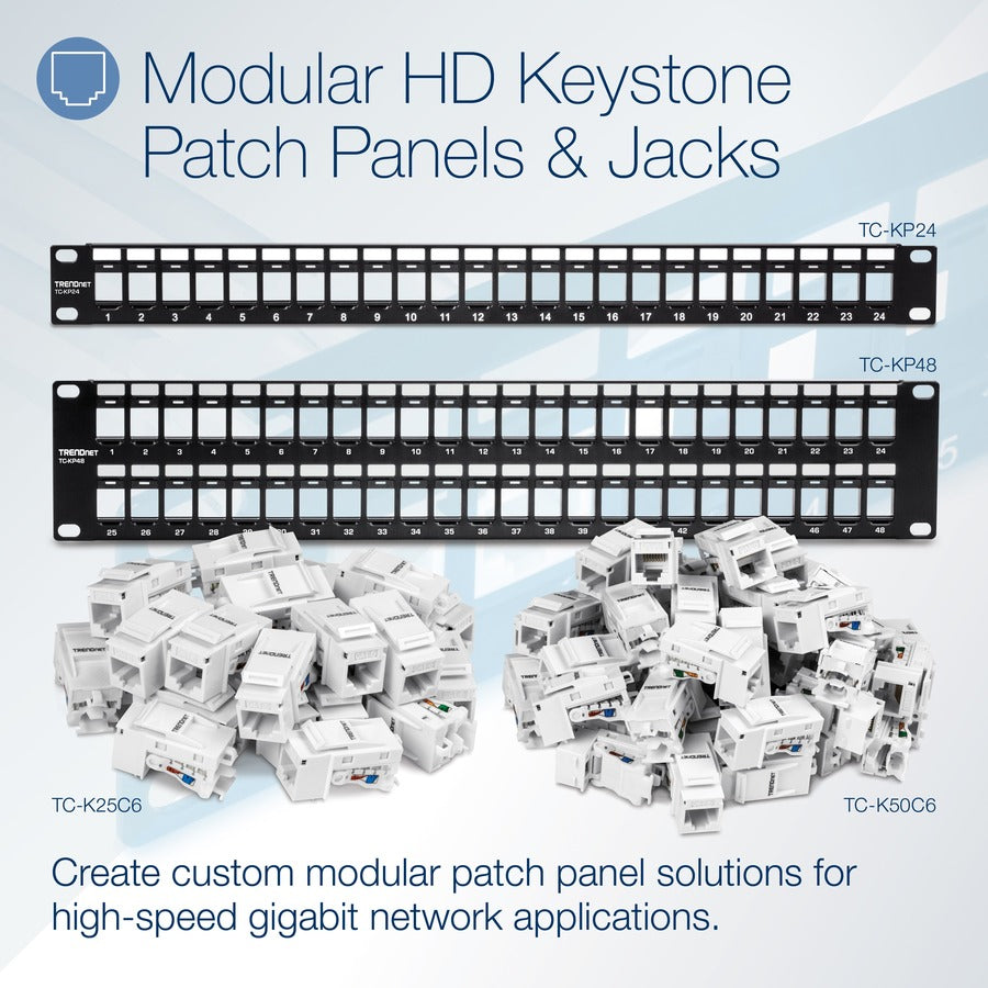TRENDnet TC-KP48 48-Port Blank Keystone 2U HD Patch Panel, 2U 19"
