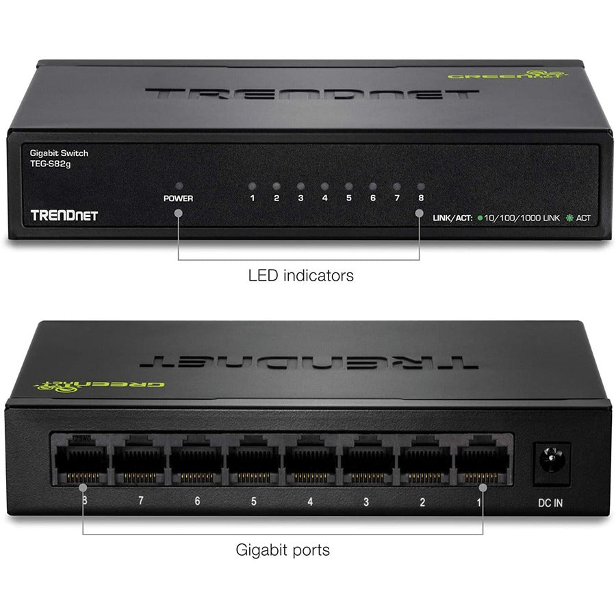 TRENDnet TEG-S82g 8-Port Gigabit GREENnet Switch, Ethernet Network Switch