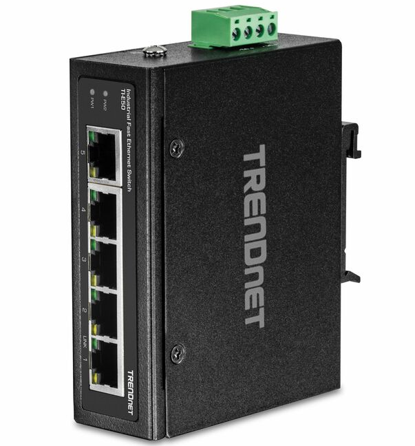 TRENDnet TI-E50 5-Port Industrial Unmanaged Fast Ethernet DIN-Rail Switch