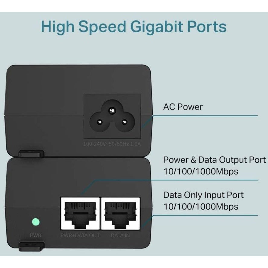 TP-LINK TL-PoE160S - 802.3at/af Gigabit PoE Injector - Non-PoE to PoE Adapter