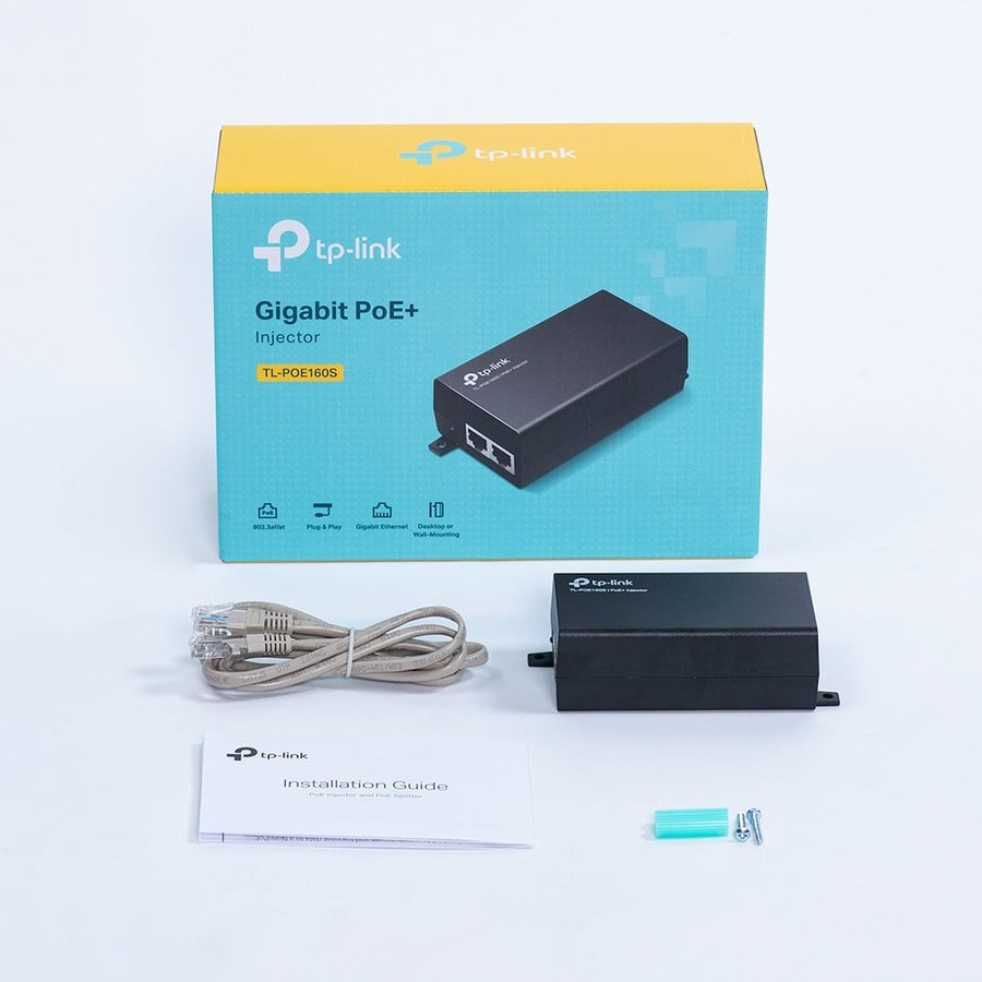 TP-LINK TL-PoE160S - 802.3at/af Gigabit PoE Injector - Non-PoE to PoE Adapter