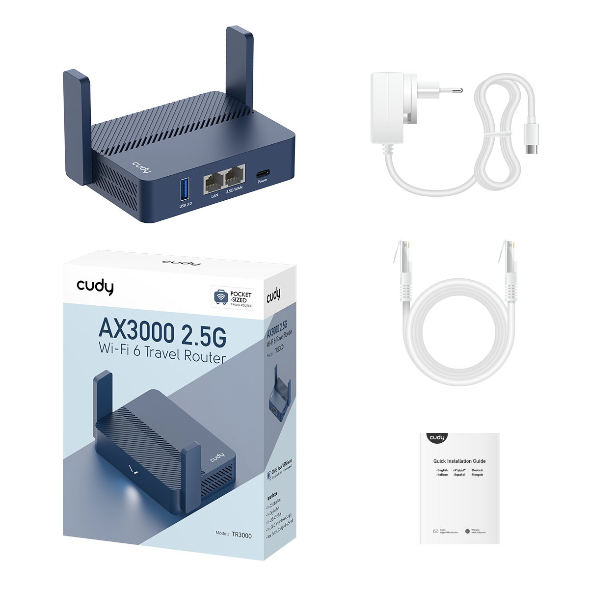 Cudy TR3000 AX3000 2.5G Wi-Fi 6 Router with USB Dual-Band Retail
