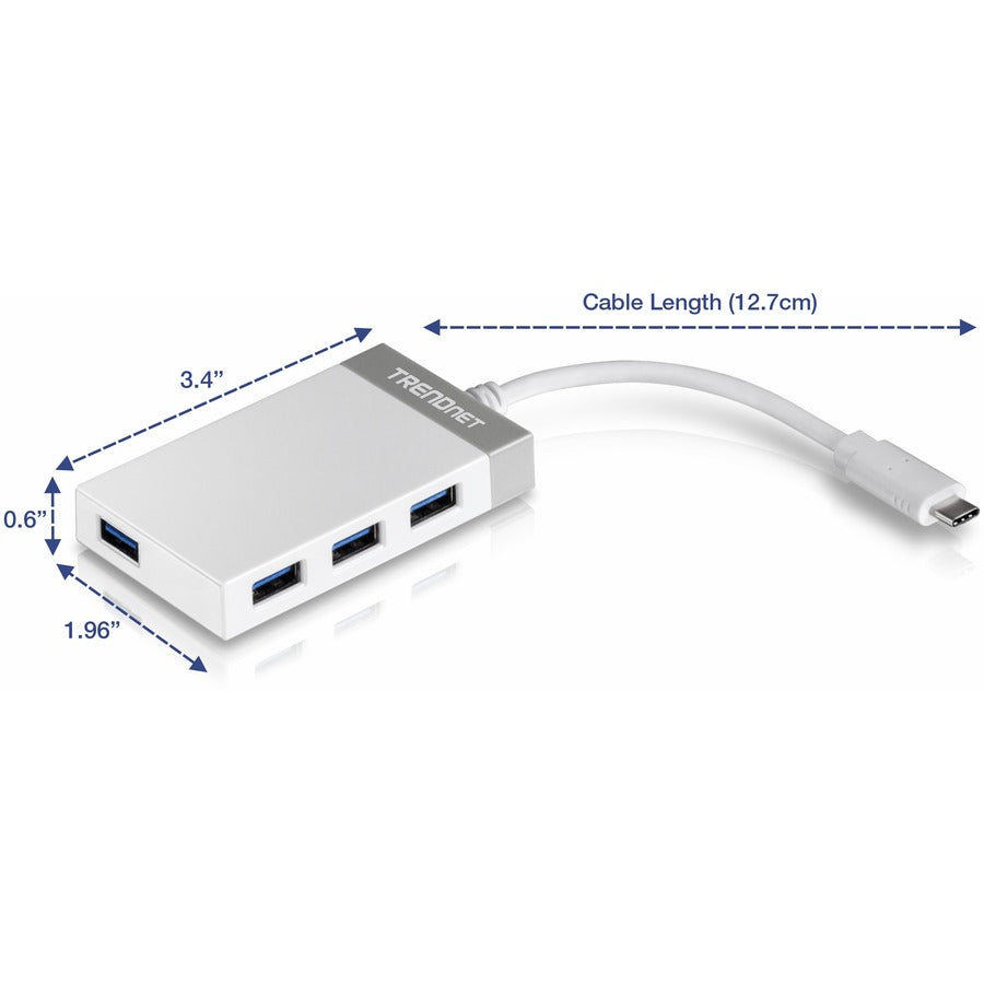 TRENDnet TUC-H4E 4-Port USB-C to USB Mini Hub - USB C Multiport Adapter