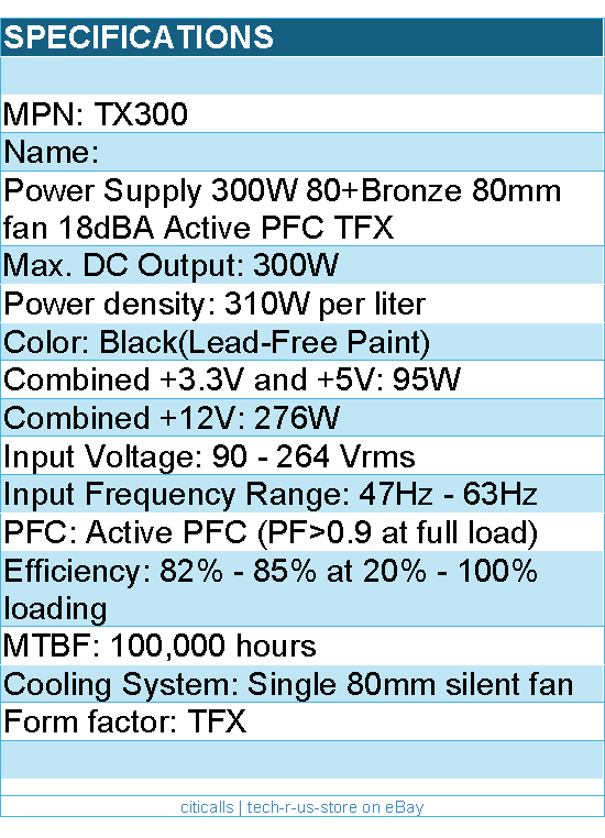 Silverstone TX300 Power Supply - 300W 80+Bronze 80mm fan 18dBA Active PFC TFX
