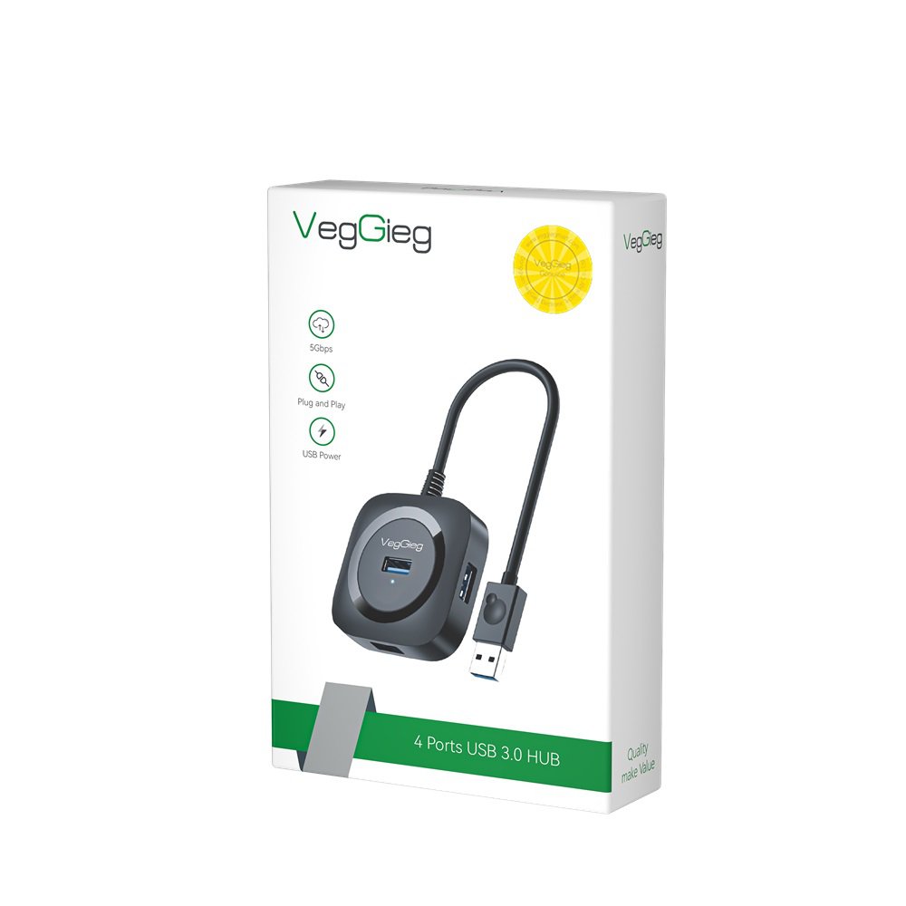 VegGieg V-U342 3.3FT/1M USB 3.0 Hub for Laptop, Multi Port Expander, Fast Data T