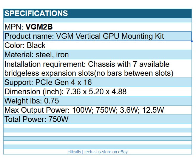 Montech VGM2B VGM 2 Vertical GPU Mounting Kit PCIE x16 Riser Cable 3-Slots Black