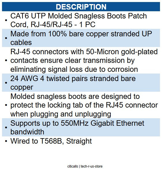 Wavenet WAV-6E04UMBK-PC-14 CAT6 PATCH CORD BOOTED 14' BLACK