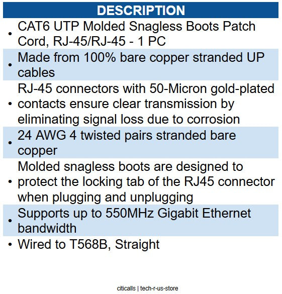 Wavenet WAV-6E04UMBK-PC-30 CAT6 PATCH CORD BOOTED 30' BLACK