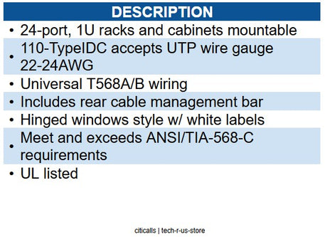 Wavenet WAV-6EPP24 CAT6 PATCH PANEL 24 PORT 1U