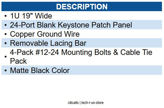Wavenet WAV-BPPWM-24 24 PORT BLANK PATCH PANEL 1U
