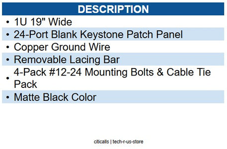Wavenet WAV-BPPWM-24 24 PORT BLANK PATCH PANEL 1U