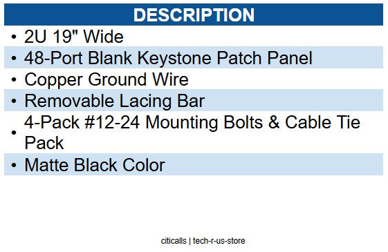 Wavenet WAV-BPPWM-48 48 PORT BLANK PATCH PANEL 2U