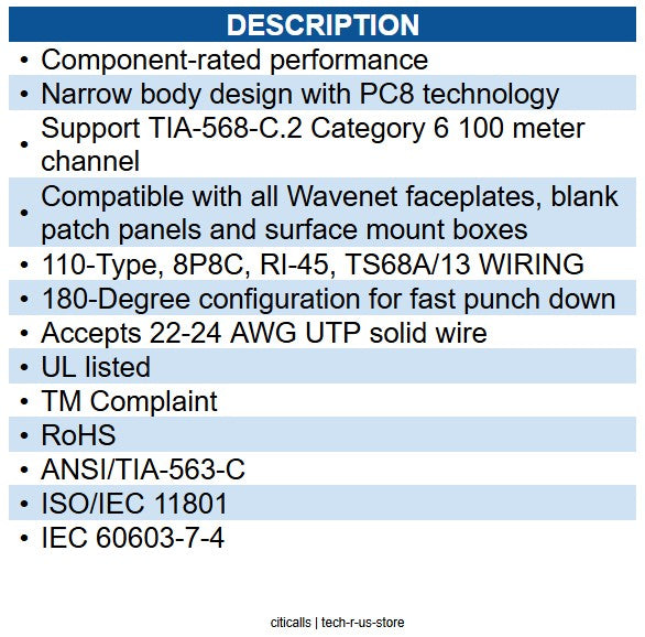Wavenet WAV-HD-6EKSJBL CAT6 HDJ SERIES JACK BLUE
