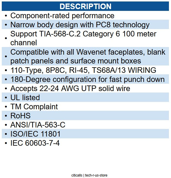 Wavenet WAV-HD-6EKSJWH-25PK CAT6 HDJ SERIES JACK 25 PACK