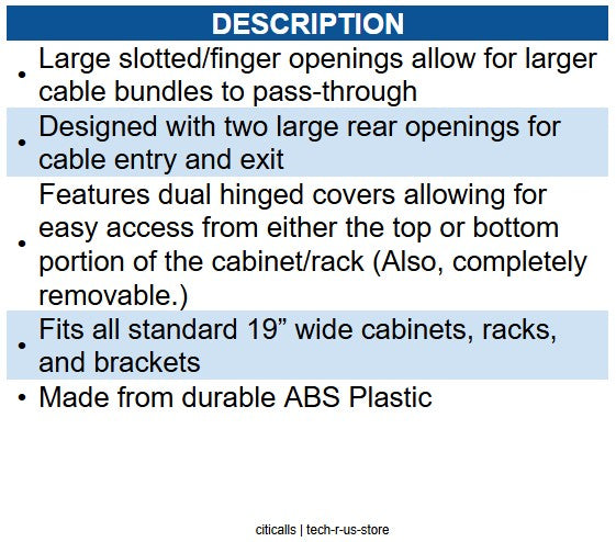 Wavenet WAV-PDH-DS-1U HORIZONTAL CABLE MGR 1U DOUBLE SIDE