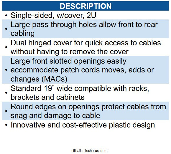 Wavenet WAV-PDH-SS-2U HORIZONTAL CABLE MGR 2U