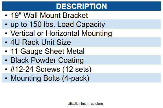 Wavenet WAV-VWMB-4U VERTICAL and  HORIZONTAL WMNT BRACKET