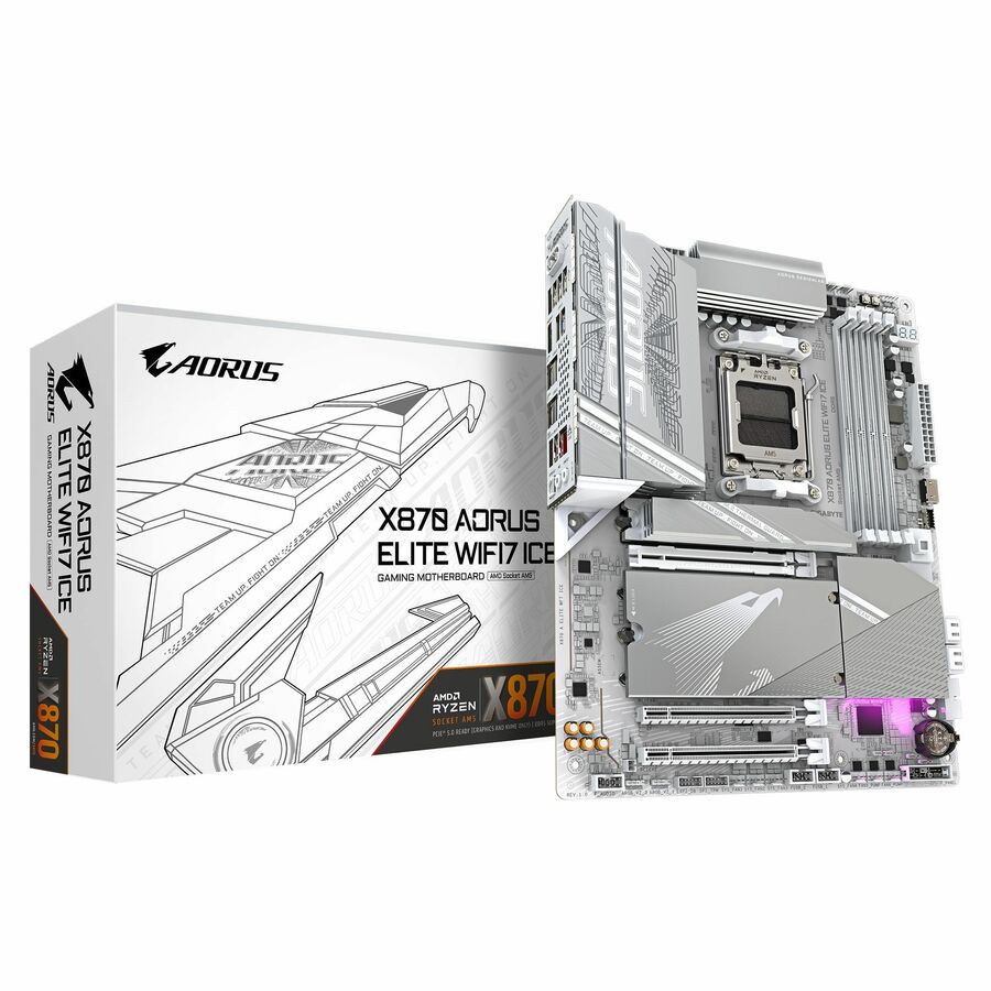 Gigabyte X870 A ELITE WF7 ICE Motherboard -AMD X870 AM5 Max256GB DDR5 ATX Retail