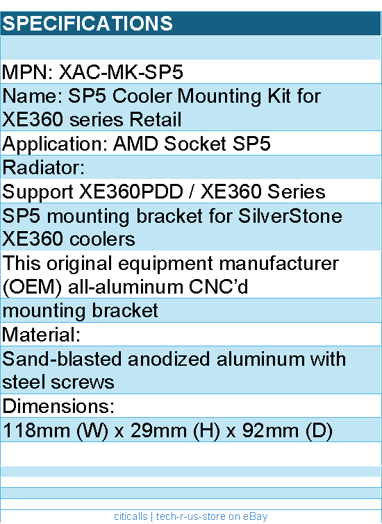 Silverstone XAC-MK-SP5 SP5 Cooler Mounting Kit for XE360 series Retail