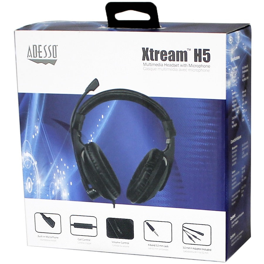 Adesso XtreamH5 - 3.5mm Stereo Headset with Microphone - Noise Cancelling