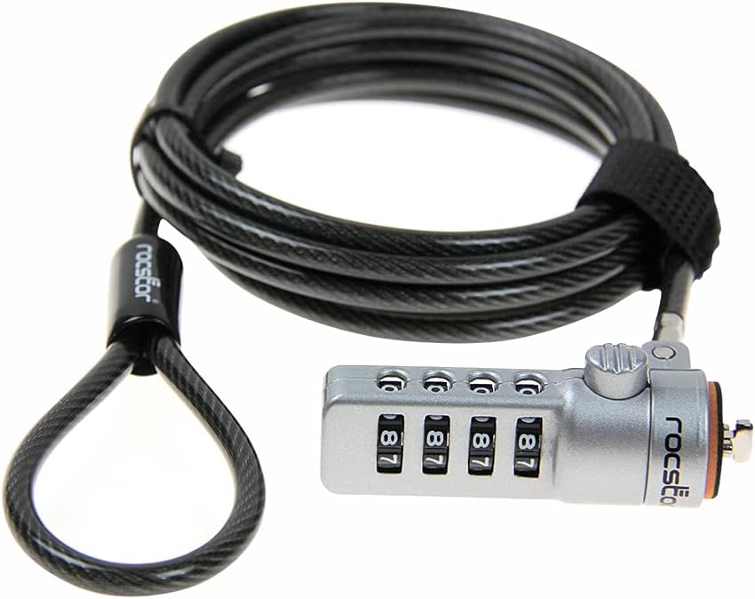Rocstor Y10C132-B1 Combination Laptop Lock Security Cable 6ft Retail