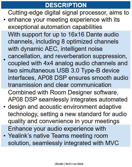 Yealink YEA-AP08 1303097 Dante Digital Signal Processor