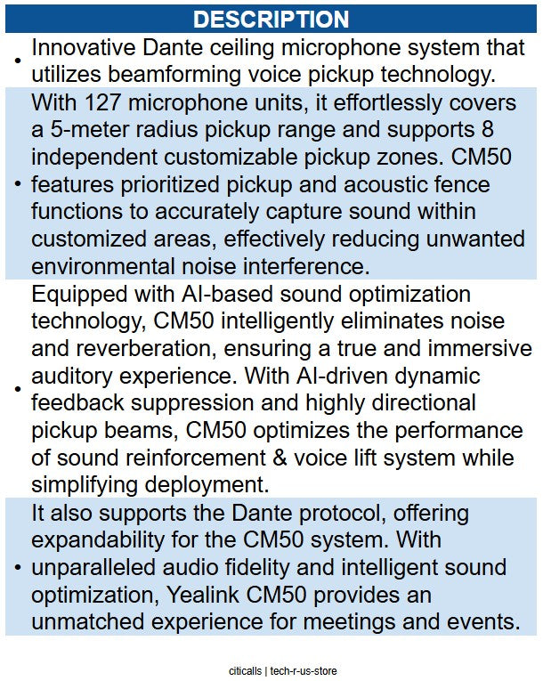 Yealink YEA-CM50 1303096 Premium Ceiling Microphone