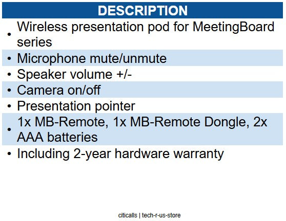 Yealink YEA-MB-REMOTE 1303133 Meeting Board Remote
