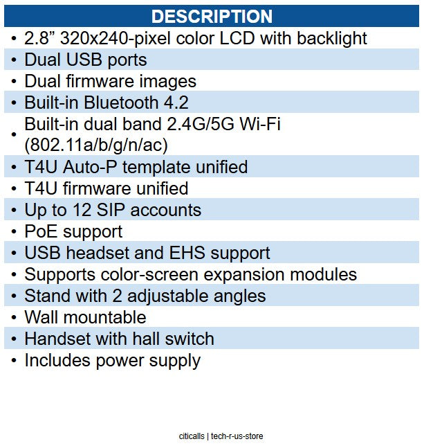 Yealink YEA-SIP-T44W-PWR 1301213 feature-rich SIP Phone with PWR