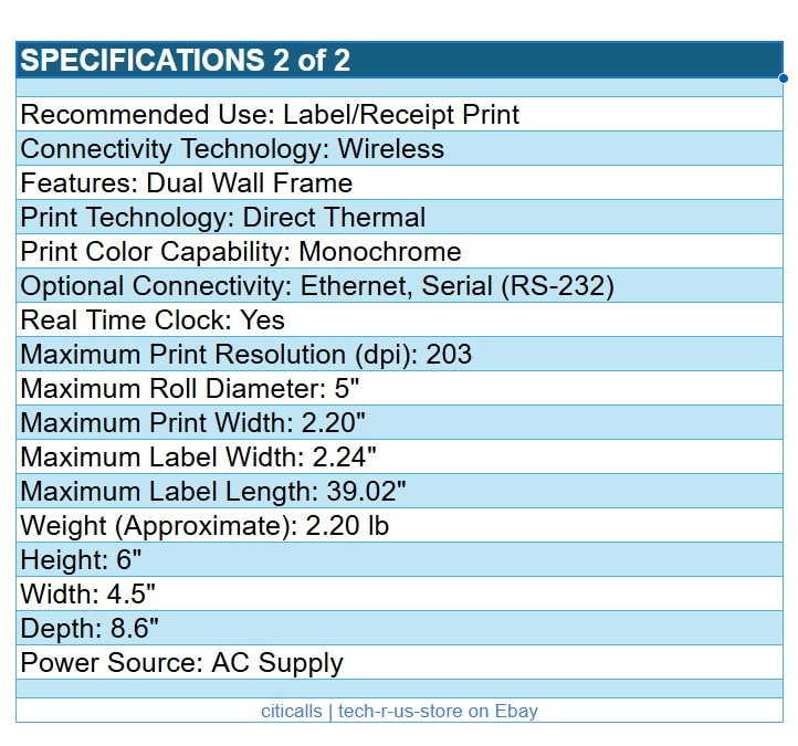 Zebra ZD4AH22-D01W01EZ ZD411-HC Direct Thermal Printer LBL Receipt USB BT WF NFC