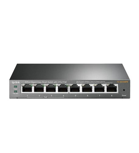 TP-Link TL-SG108PE 8-Port Gigabit Easy Smart QoS Switch 4-Port PoE+ 64W Fanless