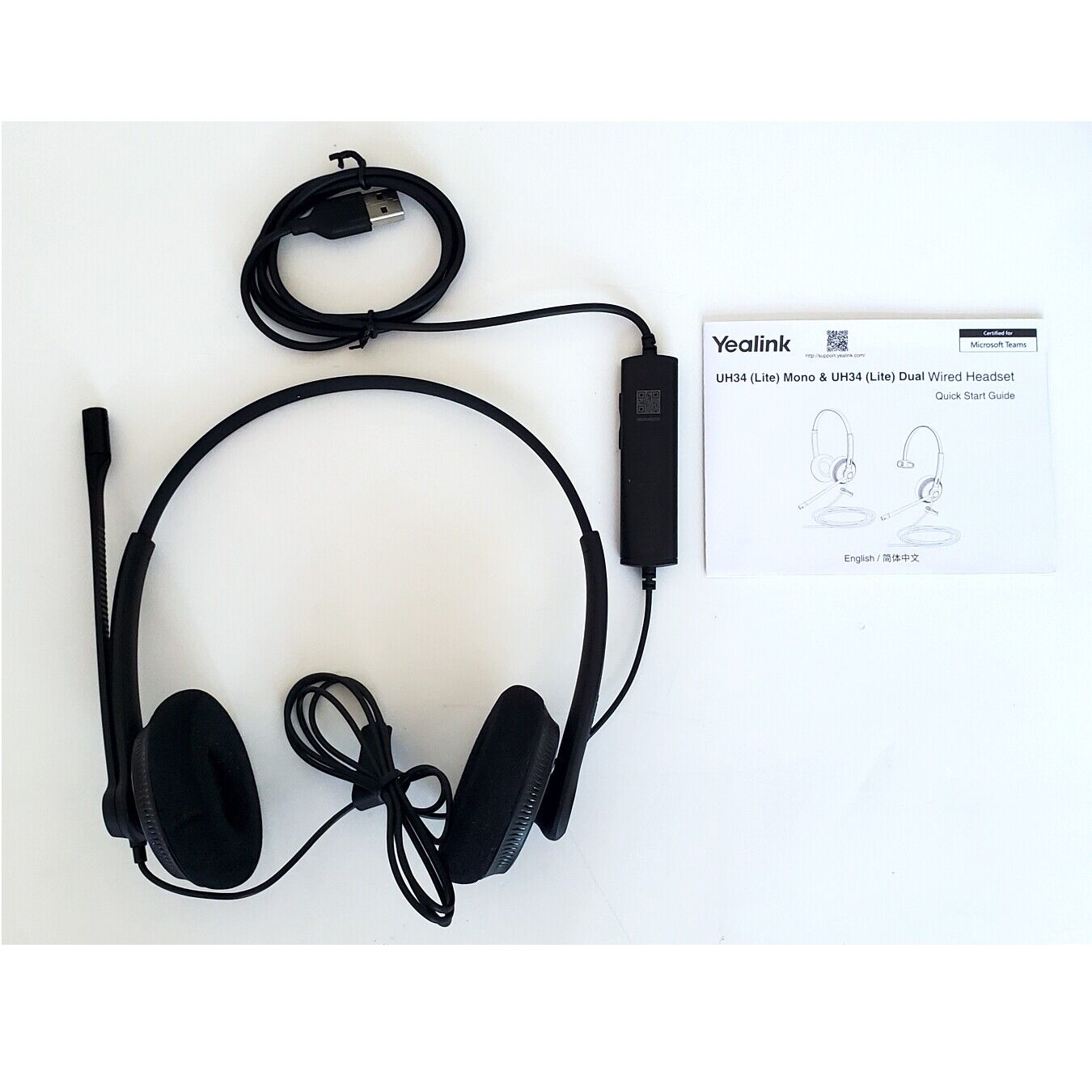 Yealink YEA-UH34-LITE-DUAL-UC USB Headset to Windows PC T40 T50 Series IP Phones