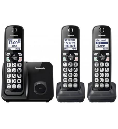 Panasonic KX-TGD613B 3 Black Cordless Handset Phone with Home System