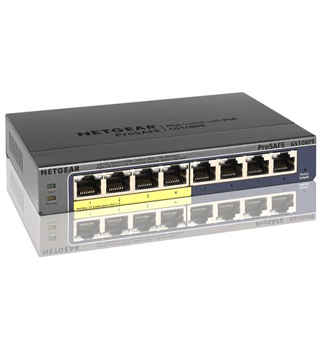 Netgear GS108PE-300NAS 8 Port Gigabit Switch with 4 Power Over Ethernet PoE