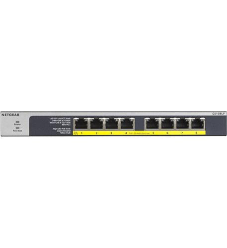 Netgear GS108LP-100NAS 8 Port Gigabit Power Over Ethernet PoE Unmanaged Switch