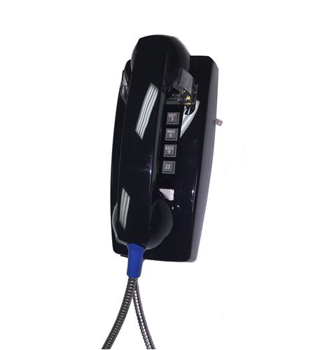 Cortelco 2554-ARC-BK 255400ARC20M Black Wall Phone with Armored Cord Plastic Cra