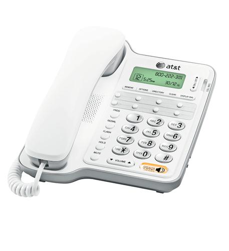 AT&T CL2909 White Corded SpeakerPhone with Caller ID Call Waiting LCD Display
