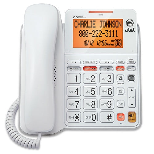 AT&T CL4940 White Corded Speakerphone w Digital Answering Caller ID Waiting