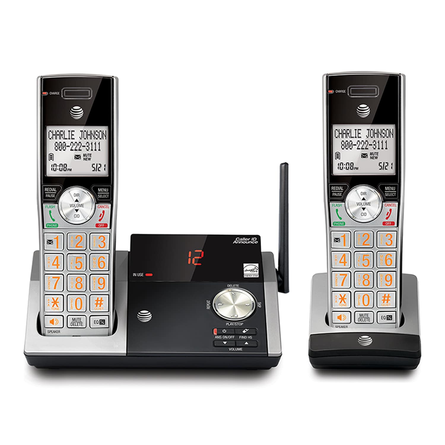 AT&T CL82215 2 Handset Silver Cordless Answering System Caller ID/Call waiting