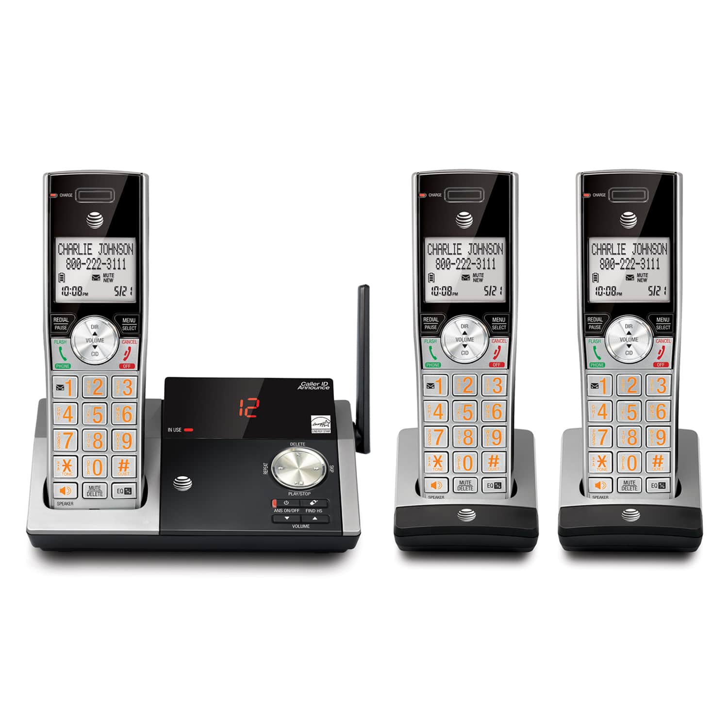 AT&T CL82315 3 Handset Silver Cordless Answering System Caller ID/Call waiting