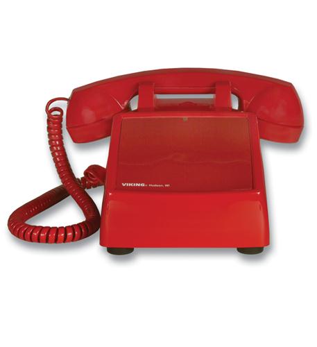 Viking K-1900D-2 Red Hotline Desk Phone Rotary Handset Telephone Line Powered