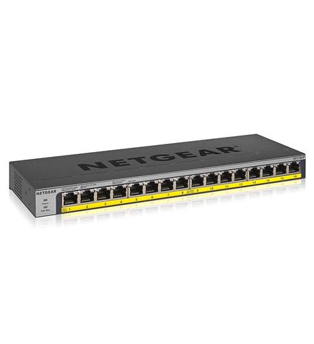 Netgear GS116LP-100NAS 16 Port PoE/PoE+ Gigabit Ethernet Unmanaged Switch