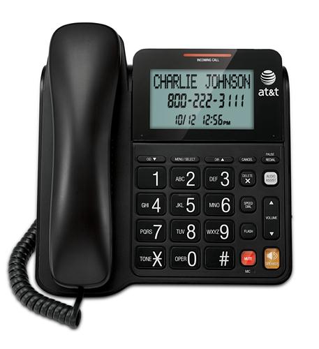 AT&T CL2940 Black Corded Phone with Caller ID/Call Waiting Large Display