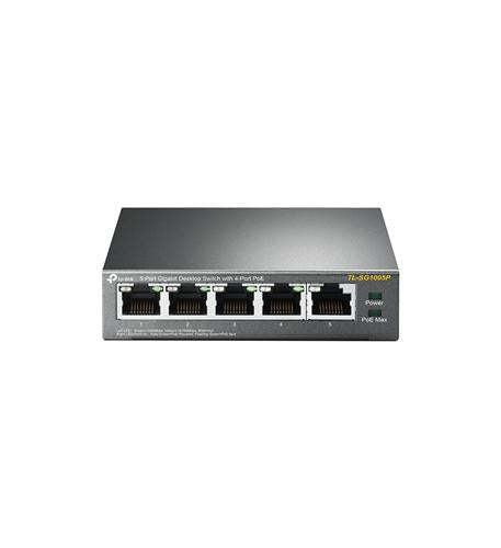 TP Link TL-SG1005P 5 RJ45 Ports 10/100/1000Mbps Desktop Switch 4-Port PoE+