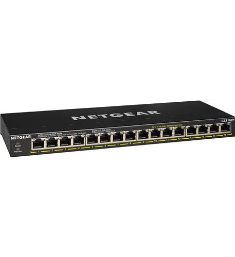 Netgear GS316PP-100NAS 16 Port PoE+ Gigabit Ethernet Unmanaged Switch